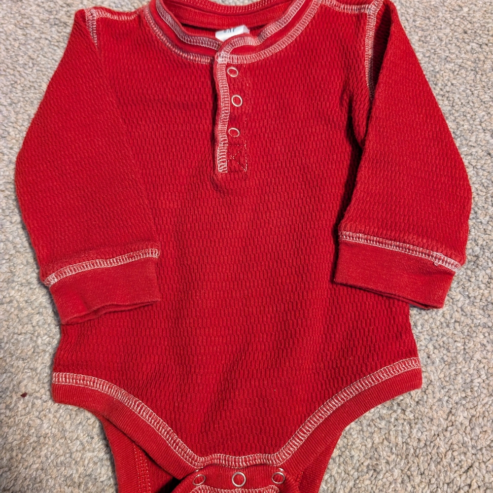 Red Long-Sleeve Baby Onesie